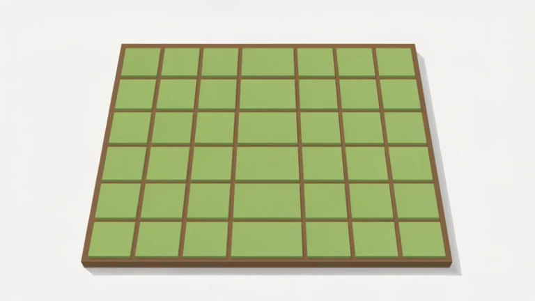 A farmland plot outline divided into a grid, showing acre, hectare, and square foot size labels, no people, no text