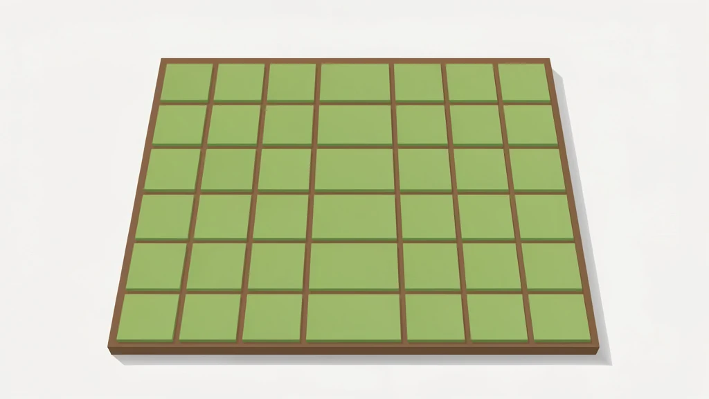 A farmland plot outline divided into a grid, showing acre, hectare, and square foot size labels, no people, no text