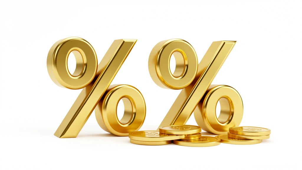 Two percent symbols side by side, a lower one labeled as a plain rate and a taller one labeled as a compounded yield, showing APR versus APY as a concept with no text baked into the image