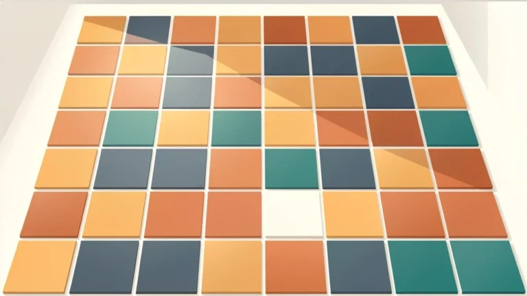 Overhead view of square tiles being laid across a bright empty room floor, clean and modern, no people, no text