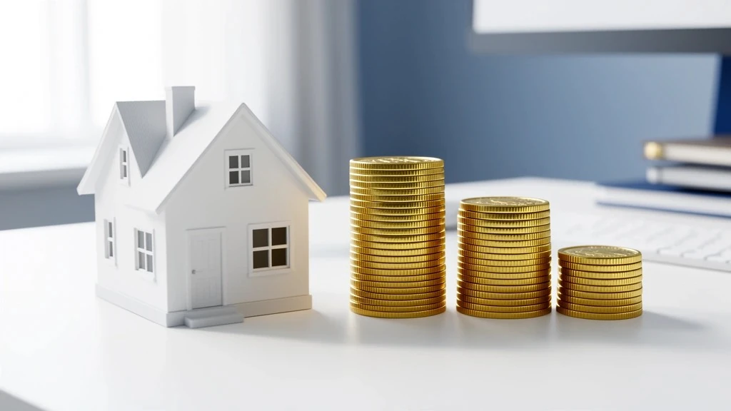 Miniature house beside three separate stacks of gold coins representing cash-out refinance, HELOC, and home equity loan options