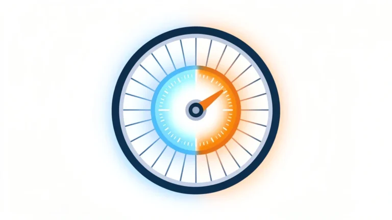 A stylized bicycle wheel with a glowing power gauge dial, no people, no text, clean icon style