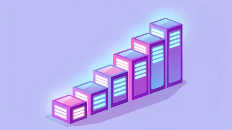 A staircase of glowing storage blocks rising from small to large, no text, no people, clean tech concept