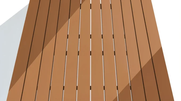A clean deck surface diagram showing evenly spaced boards with small drainage gaps, no people, no text