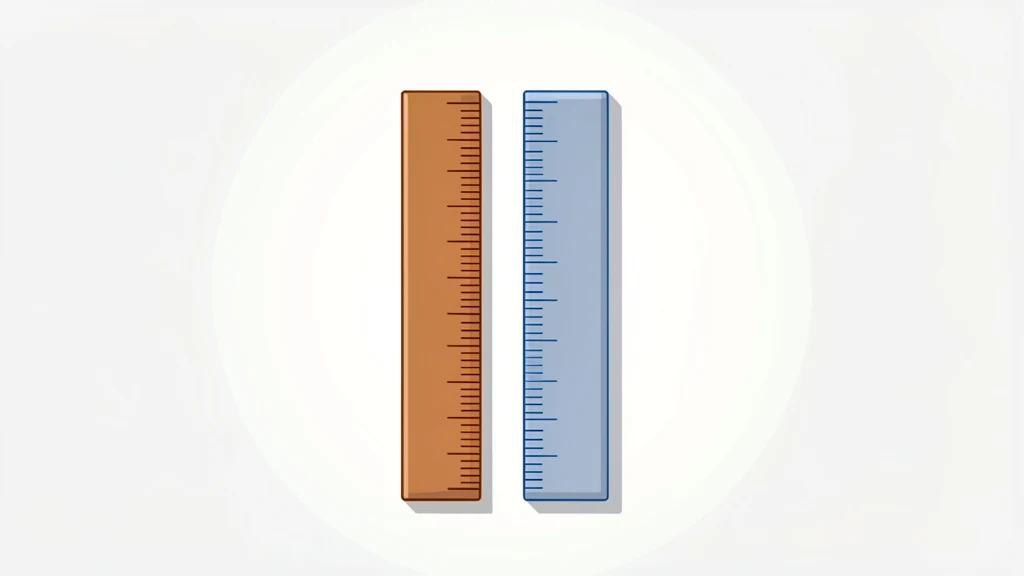 A ruler in feet beside a meter stick showing the same length, no people, no text