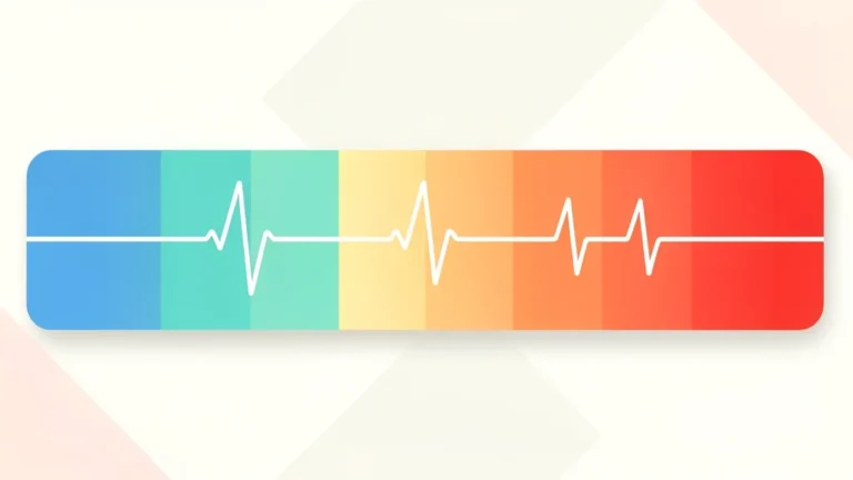 Clean horizontal five-band gradient illustration of heart rate training zones with a small heartbeat line, no people, no text in image