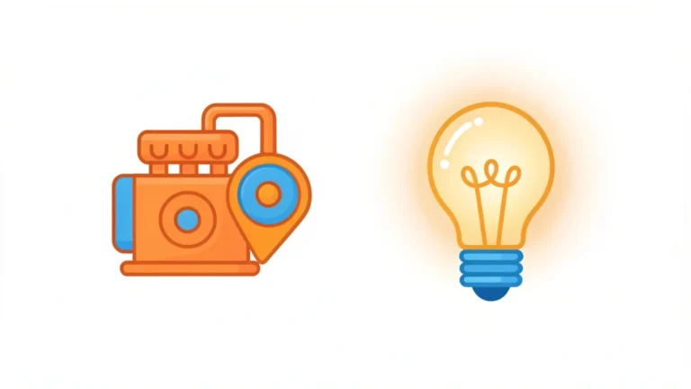 A car engine icon beside a light bulb icon, showing horsepower and watts as two power units, no text