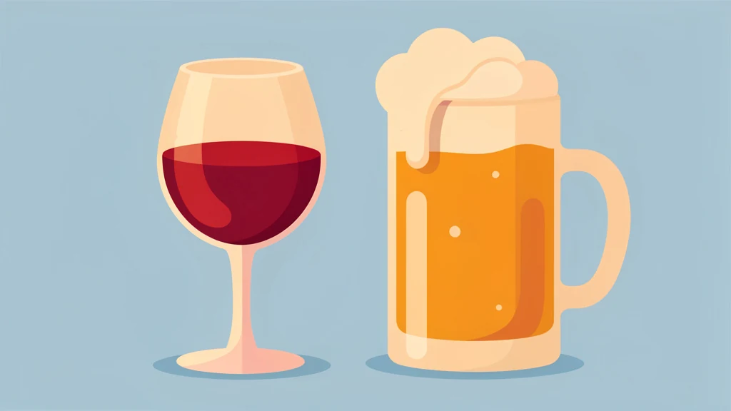 A single glass of wine and a mug of beer with soft warm lighting, no text, no people
