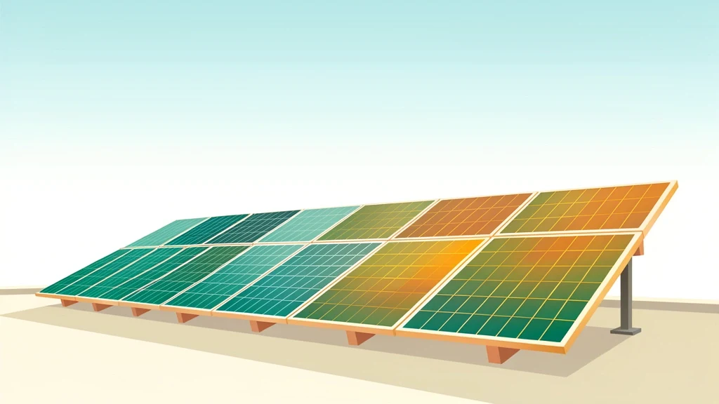 Rooftop solar panel array under bright sky beside a simple three-step sizing diagram, clean flat concept, no people, no text