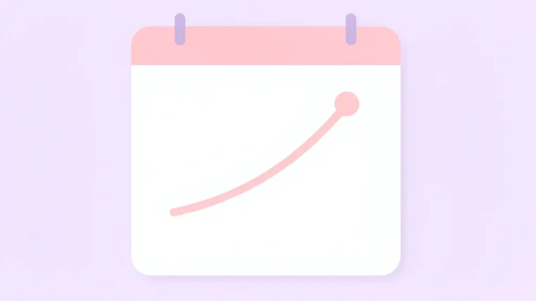 A simple calendar page with a gentle upward arc line and a small circle marker, no text in image, no people