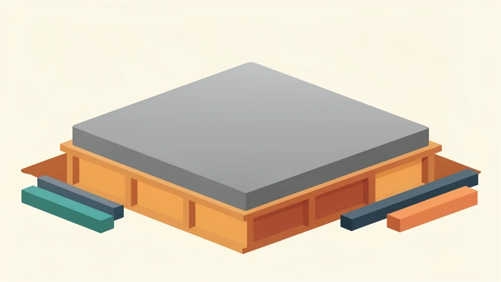 Fresh gray concrete slab in wooden forms on prepared ground, smooth troweled surface, clean construction site, no people