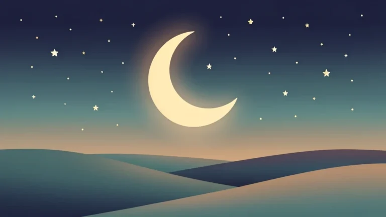 Night sky with a clock and rising bar chart of recommended sleep hours by age, no people, no text