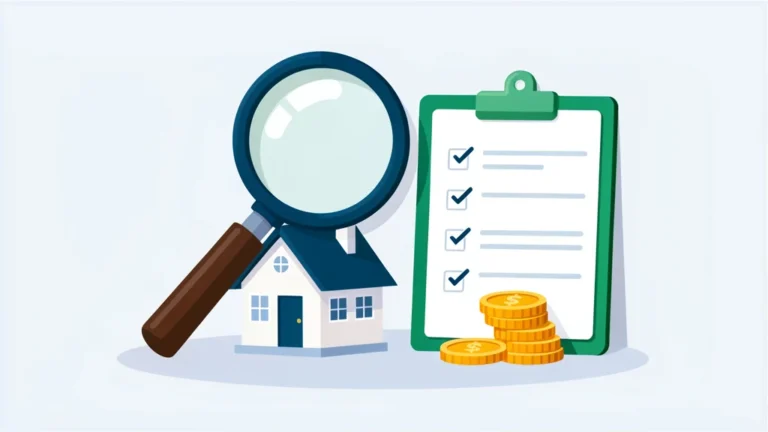 Clean flat illustration of a small rental house beside rising coins and a cash flow arrow, no people, no text