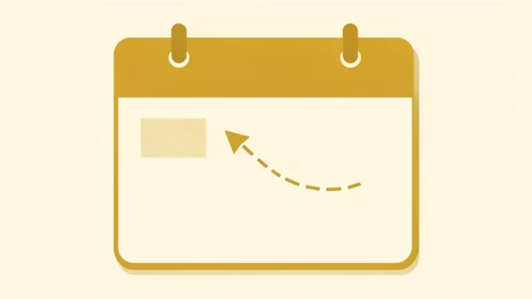 A calendar page with a highlighted date and a curving arrow pointing to a future marked date, no text, no people