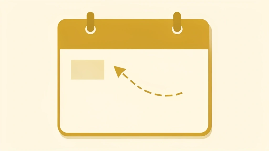 A calendar page with a highlighted date and a curving arrow pointing to a future marked date, no text, no people