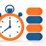 A simple stopwatch beside a rising energy bar, clean minimal concept, no people, no text