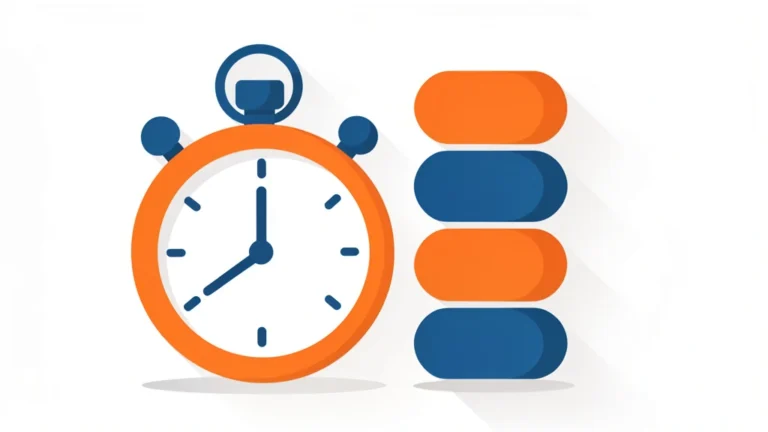 A simple stopwatch beside a rising energy bar, clean minimal concept, no people, no text
