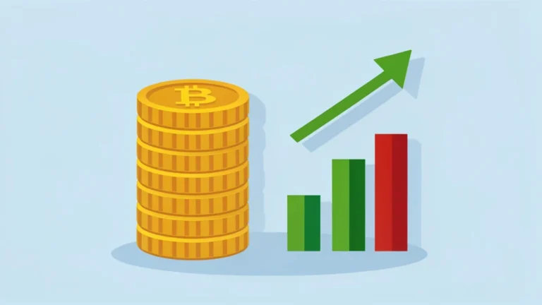 Colorful flat illustration of a rising coin stack beside a profit formula and a simple bar chart, no people, no text