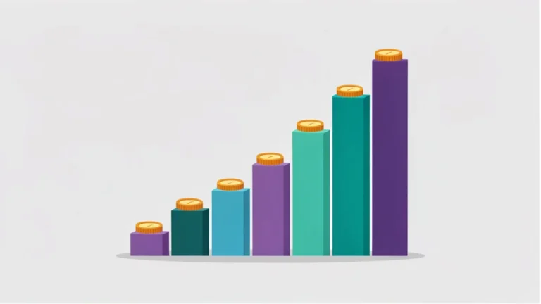 Colorful progressive tax bracket diagram showing income slices taxed at rising rates, clean concept, no people, no text