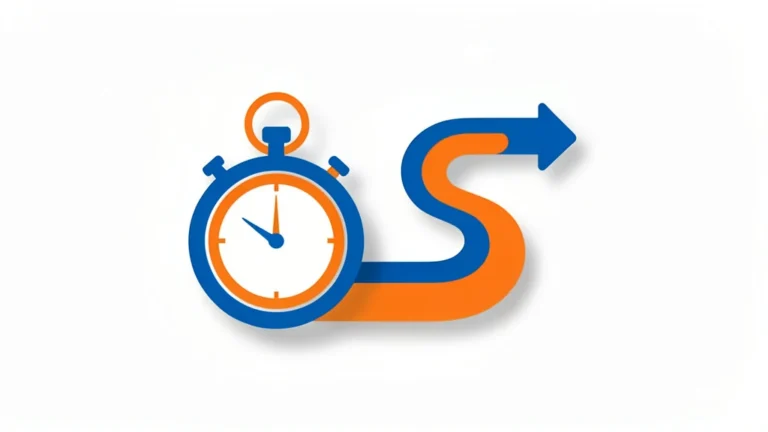 A stopwatch and a winding running route icon side by side showing time divided by distance, no text, no people
