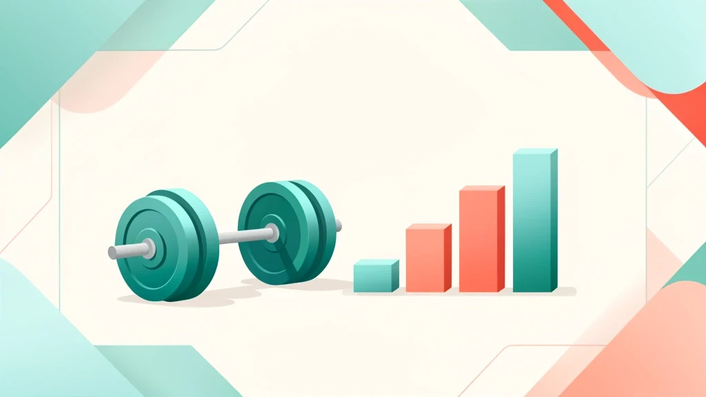 Clean conceptual illustration of a barbell loaded with weight plates beside a rising bar chart symbolizing estimated one-rep max percentages, no people, no text