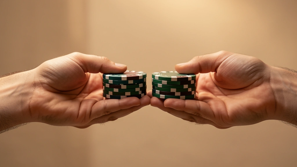 Two hands exchanging a matching pair of coins above a small retirement nest icon, showing a symbolic one to one match, no text, no currency symbols, no real person's face