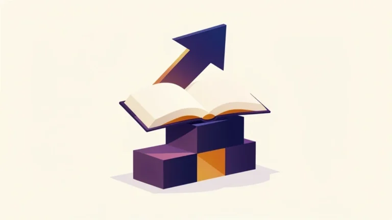 Rising line chart and stacked credit blocks over an open notebook, showing a climbing grade point average, no people, no text