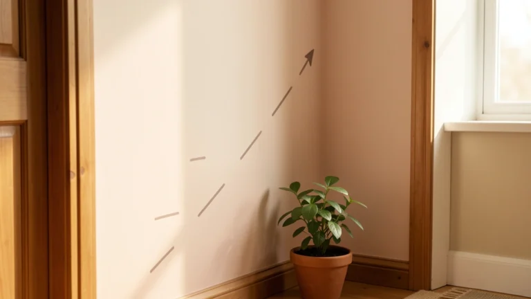 A simple growth-line concept resembling gentle height marks on a wall, rising gradually left to right in soft warm tones, no real children's faces, no clinical setting, no text or numbers in the image