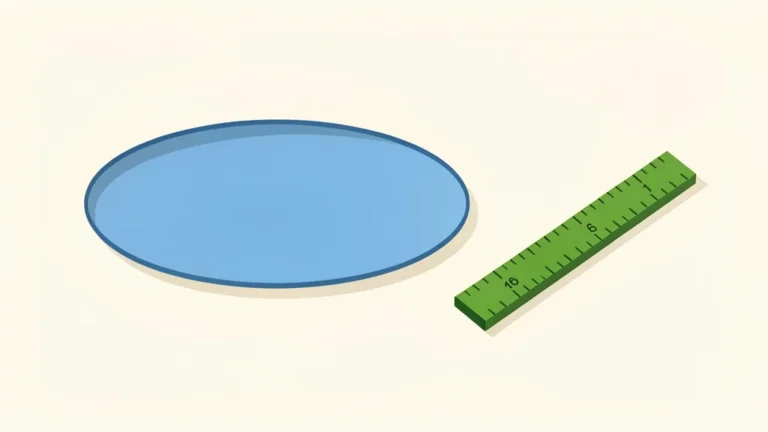 A clean garden pond outline with a measuring tape along its length and depth, no people, no text