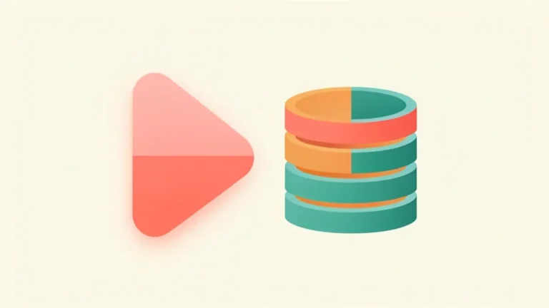 Play button beside a split coin stack showing a larger creator share and a smaller platform share, no text