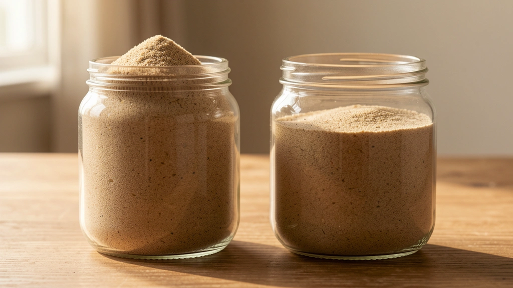 Two matched glass jars side by side, one jar with a small plant growing from settled sand and a subtle upward arrow motif suggesting rollover and growth, the other jar shown emptying into a drain shape at its base suggesting use-it-or-lose-it, plain neutral background, no text, no numbers, no hands, no faces