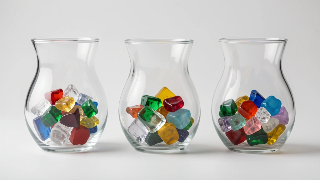 Three distinct container shapes representing an index fund, an ETF, and a mutual fund, each holding a small bundled cluster of abstract shapes, no text, no currency symbols, no people