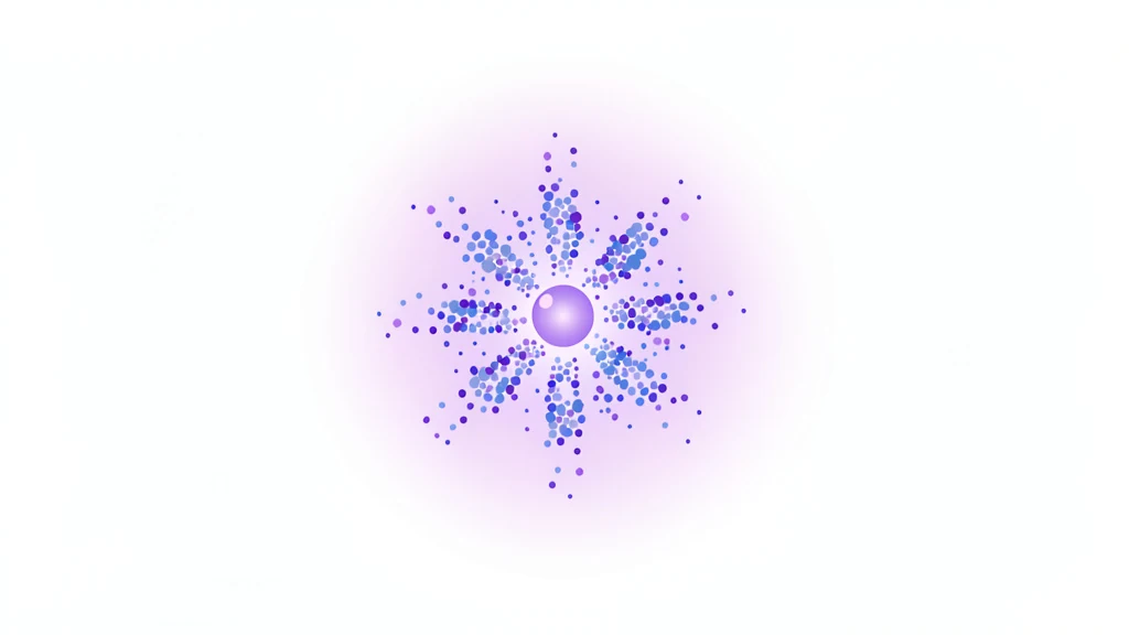 A glowing counting unit branching into a cluster of tiny particle dots, clean concept, no people, no text