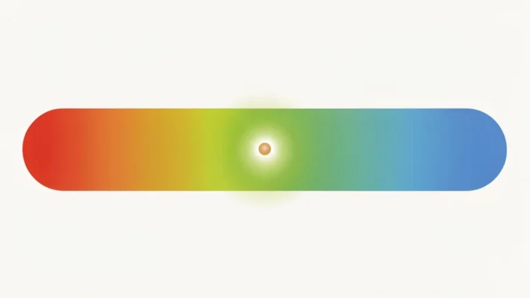 A colorful pH scale gradient bar from red acidic to blue basic with a glowing neutral midpoint marker