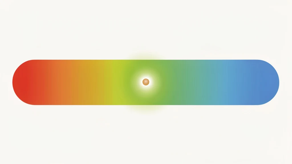 A colorful pH scale gradient bar from red acidic to blue basic with a glowing neutral midpoint marker