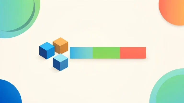 Colorful blocks and a divided bar illustrating a ratio of two to three and a split total, no people, no text