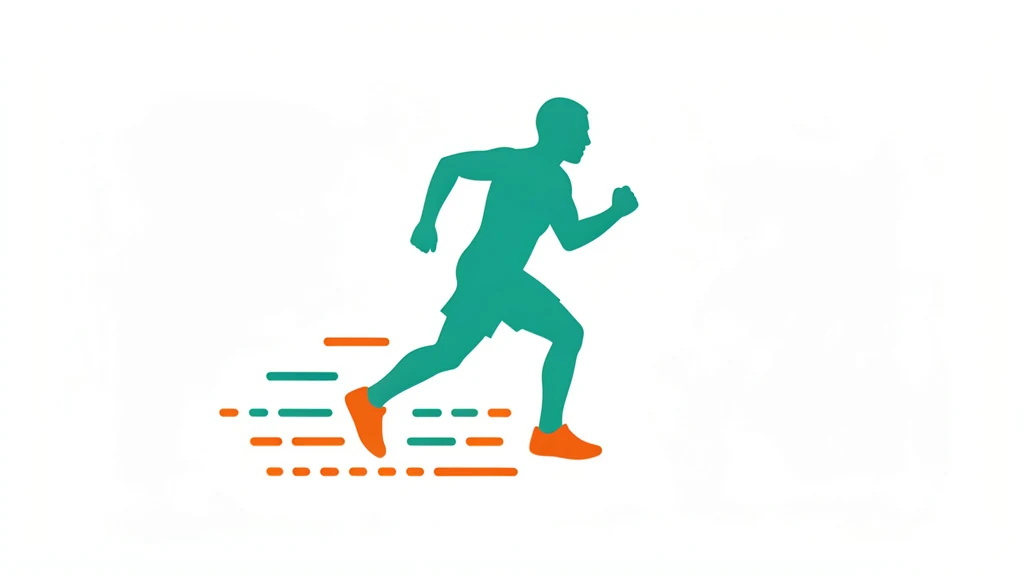 A simple runner silhouette with small tick marks below the feet showing quick even steps, no text or people