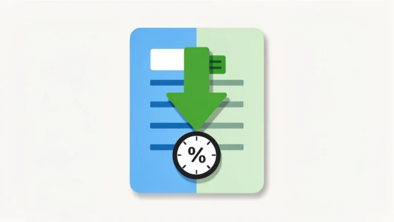 Flat illustration of a student loan document shifting to a lower percentage rate with downward savings arrows, no people, no text