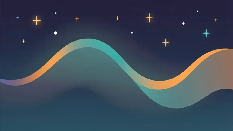 Colorful hypnogram curve of one night rising and falling through light, deep, and REM sleep stages