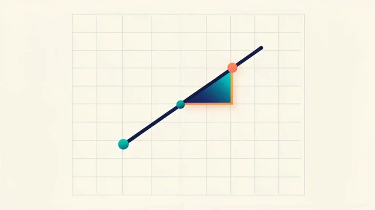 Coordinate grid with two plotted points, a rise-over-run slope triangle, and a hypotenuse showing the distance line