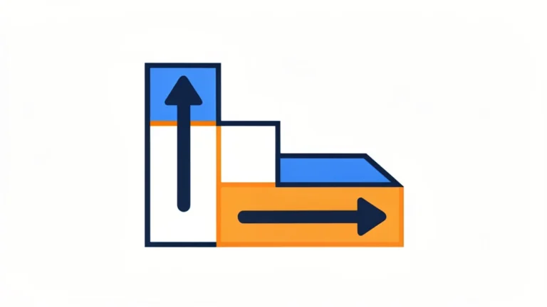 A single stair step diagram with a vertical rise arrow and a horizontal run arrow, clean concept, no people