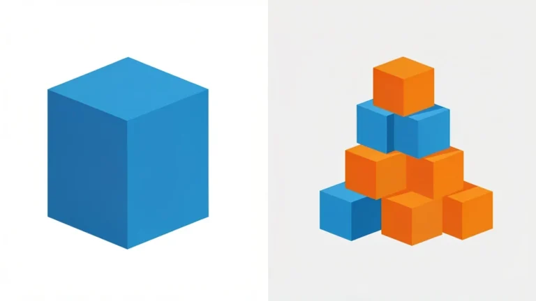 Split illustration comparing a flat standard deduction block against a stack of itemized expense blocks, clean concept, no people, no text