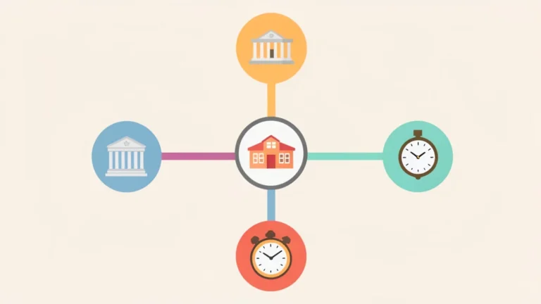 Colorful concept map of three federal student loan forgiveness paths branching from a central node, clean icons, no people
