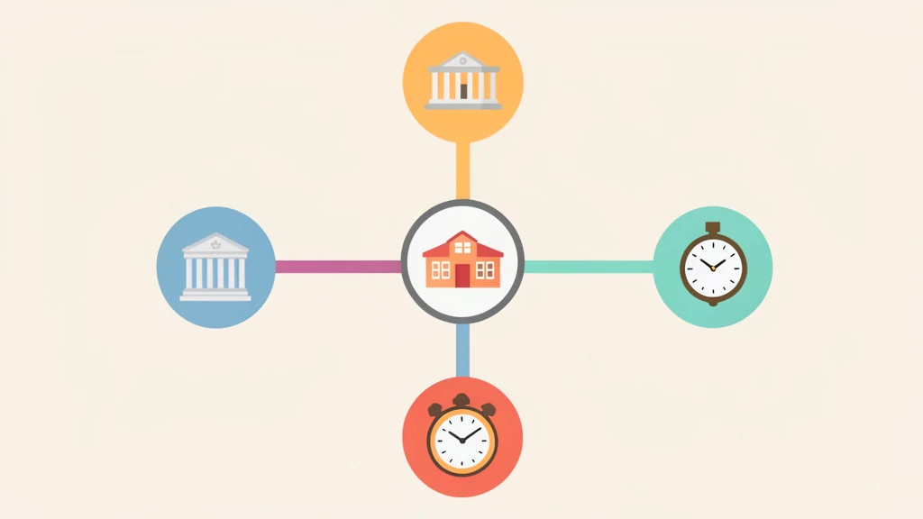 Colorful concept map of three federal student loan forgiveness paths branching from a central node, clean icons, no people