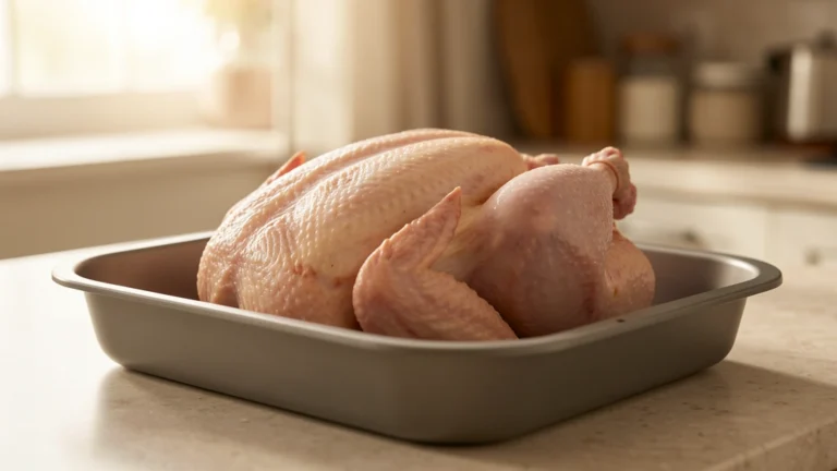 A whole roasted turkey resting on a carving board next to a meat thermometer, no text, no numbers, no real person's hands or face