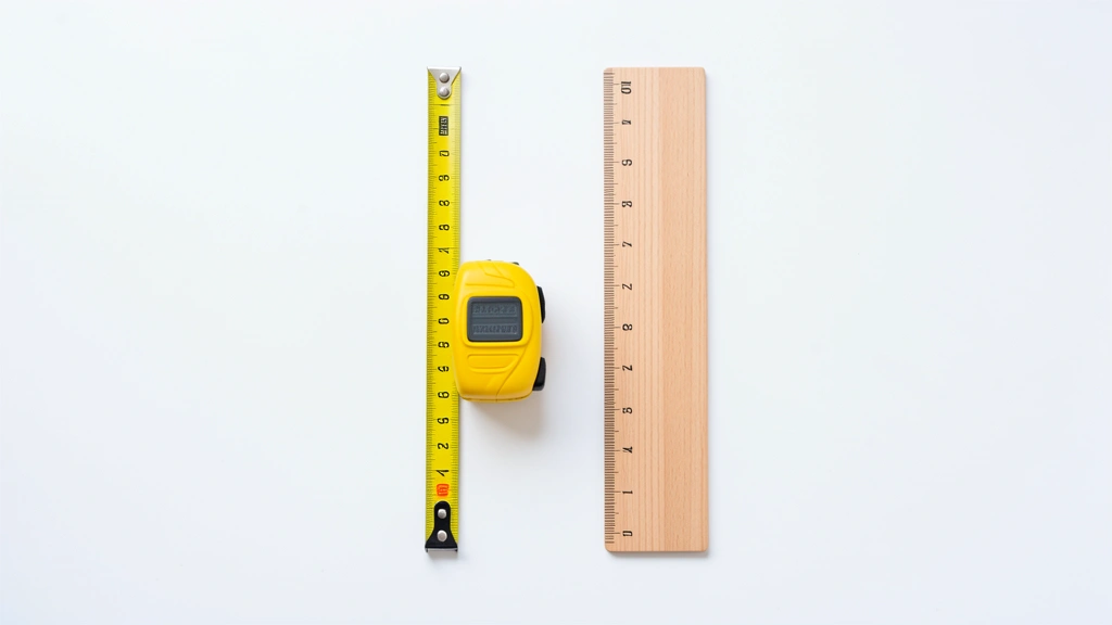 A flexible measuring tape wrapped around a waist shown beside an upright height ruler, comparing a waist measurement to a height measurement, no text in image, no real person