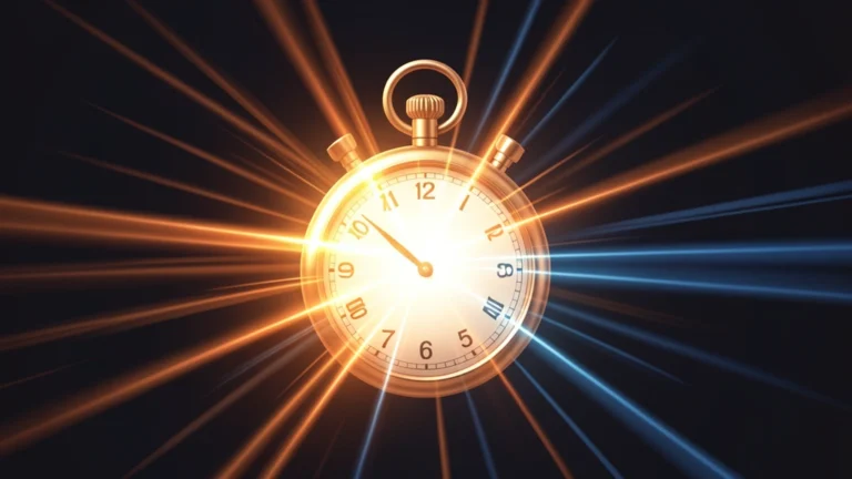 A glowing stopwatch beside a rising burst of damage-impact bursts, showing damage dealt over time as a rate, no text in image, no real game logos, no people