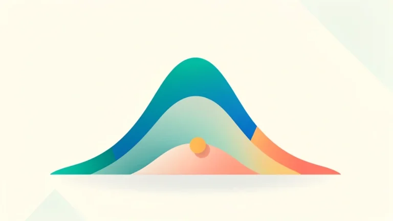 Colorful bell curve on a light grid marking a z-score point and empirical-rule bands, no people, no text