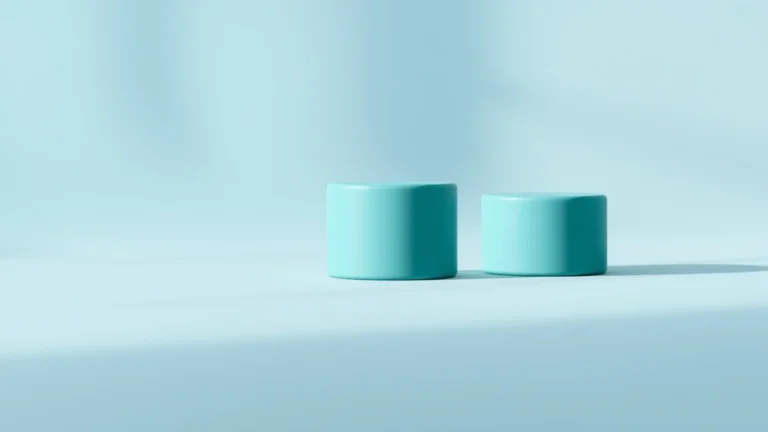 Soft 3D stylized piggy bank beside three rising stacked blocks and a small upward arrow on a clean studio backdrop, teal and amber palette, no text or numbers