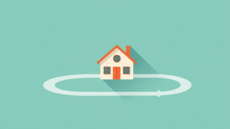 Flat illustration of a house split into two abstract paths, one a single solid block and one a dotted flexible line